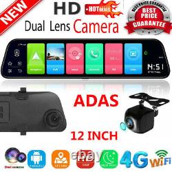 12 inch Android 8.1 4G HD Car DVR GPS Nav Bluetooth Rearview Mirror Dash Cam