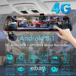 12 inch Android 8.1 4G HD Car DVR GPS Nav Bluetooth Rearview Mirror Dash Cam