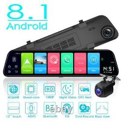 12 inch Android 8.1 4G HD Car DVR GPS Nav Bluetooth Rearview Mirror Dash Cam