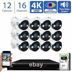 16 Channel 4K NVR 12 X 8MP Starlight 4K Microphone PoE IP Security Camera System