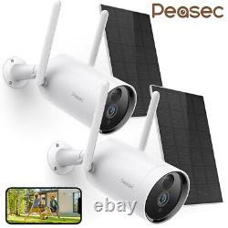 2pcs Outdoor 1080P Solar Powered Security Camera Wireless WiFi IP Home CCTV FHD