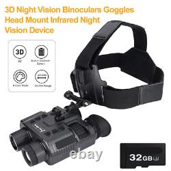 3D 1080P Night Vision Binoculars Goggles Head Mounter Infrared NV8000 With TF CARD