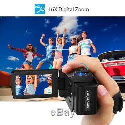 4K 1080P 48MP WiFi Digital Video Camera Camcorder Recorder +0.39X Lens Mic Y8P3