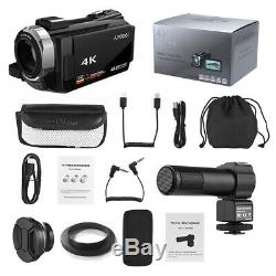 4K 1080P 48MP WiFi Digital Video Camera Camcorder Recorder +0.39X Lens Mic Y8P3