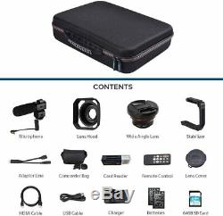 4K Camcorder Bundle HD Digital Video Camera Microphone 1080P Hi Quality Music