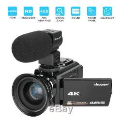 4K HD Digital Camcorder 16X Zoom WiFi 48 MP Video Camera withMic & IR Night Vision