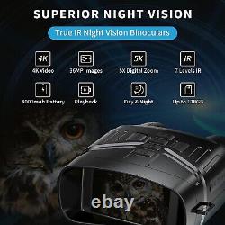 4K IR Night Vision Goggles Digital Binoculars 3'' Large Screen with DVR 2023