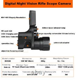 4X-14X Digital Night Vision Rifle Scope WIFI Connecting 8P High Definition Lens