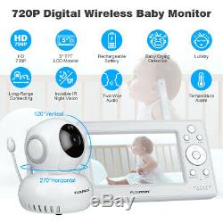 5Baby Monitor Video Audio 2.4GHz Wireless Camera Night Vision Temperature Alert