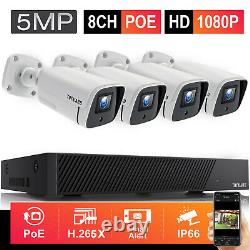 5MP PoE Security Camera System 8CH NVR 4pcs Wired Smart Home Kit 724 Recording