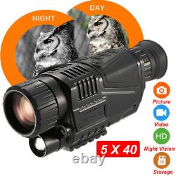 5X40 Night Vision Monocular HD Infrared IR Video Camera Day Night Hunting DVR