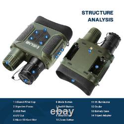 7X31 Night Vision Binoculars IR Scope with 2 TFT LCD 32G TF Card for Hunting