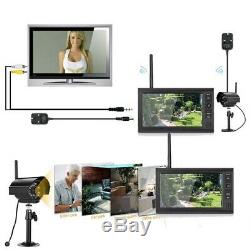 7 TFT LCD 2.4G 4CH Wireless DVR Security System Monitor Night Vision 4 Cameras