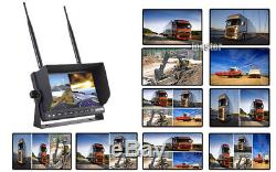 7 Wireless Quad 4Ch Digital Car Monitor+4x IR Backup Rearview Truck CCD Camera