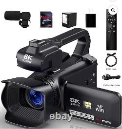 8K 64MP Video Camera Camcorder, 18X Digital Zoom IR Night Vision Vlogging Camera