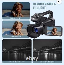 8K 64MP Video Camera Camcorder, 18X Digital Zoom IR Night Vision Vlogging Camera
