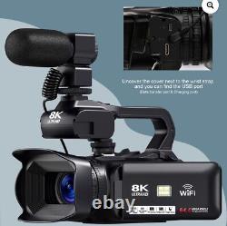 8K 64MP Video Camera Camcorder, 18X Digital Zoom IR Night Vision Vlogging Camera