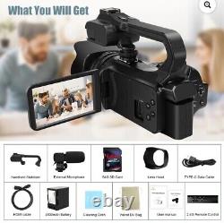 8K 64MP Video Camera Camcorder, 18X Digital Zoom IR Night Vision Vlogging Camera