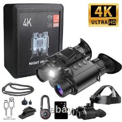 8X Zoom 4K 3D Head Mount Night Vision Goggles Infrared Digital Binoculars 64GB