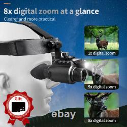 8X Zoom 4K 3D Head Mount Night Vision Goggles Infrared Digital Binoculars 64GB