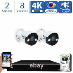 8 Channel 4K NVR 2 X 8MP Full Color 4K Microphone PoE IP Security Camera System