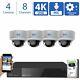 8 Channel (4) 4k 8mp 4x Motorized Zoom Mic Ip Poe Ai Dome Security Camera System