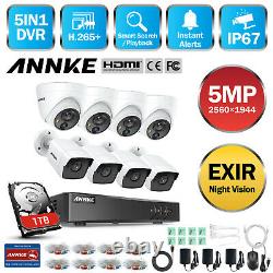ANNKE 8CH 5MP H. 265+ DVR IR Cut Home Outdoor CCTV PIR Camera Security System 1TB