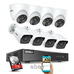 ANNKE 8CH 5MP H. 265+ DVR IR Cut Home Outdoor CCTV PIR Camera Security System 1TB