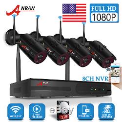 ANRAN 1080P Security Camera System Wireless Outdoor 1TB Hard Drive Home 8CH WiFi