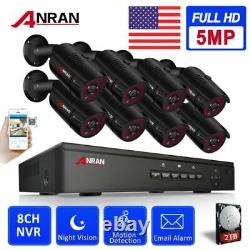 ANRAN 5.0MP HD POE Security Camera System Outdoor 8CH POE NVR with 2TB HDD Video