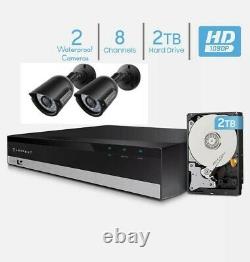 Amcrest 1080 8CH HD Video Security System DVR with 2TB HDD & 2 Waterproof cameras