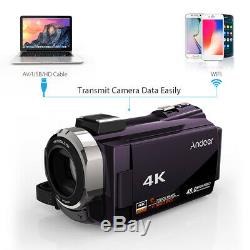Andoer 4K 1080P 48MP WiFi Digital Video Camera 16X Zoom with Infrared Night Vision
