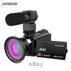 Andoer 4K 1080P 48MP WiFi Digital Video Camera Camcorder Recorder with Lens Q2E8