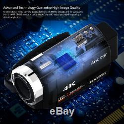Andoer 4K 1080P 48MP WiFi Digital Video Camera Recorder Camcorder DV + Lens Mic