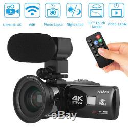 Andoer 4K Ultra HD WiFi Digital Video Camera Camcorder DV Recorder + Microphone