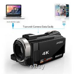 Andoer 4K WiFi 1080P HD 48MP 16X ZOOM Digital Video Camera Camcorder DV Recorder