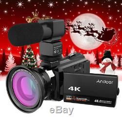 Andoer 4K WiFi Ultra HD 1080P 48MP 16X ZOOM 3 Digital Video Camera Camcorder DV