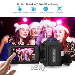 Andoer 4K WiFi Ultra HD 1080P 48MP 16X ZOOM 3 Digital Video Camera Camcorder DV
