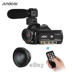 Andoer WiFi 4K 30X ZOOM Touchscreen Microphone Digital Video Camera DV Camcorder