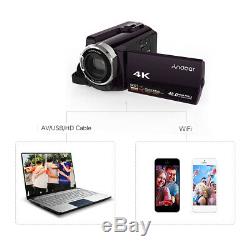 Andoer WiFi 4K ULTRA HD 1080P 48MP 16X ZOOM 3 Digital Video Camera DV Camcorder