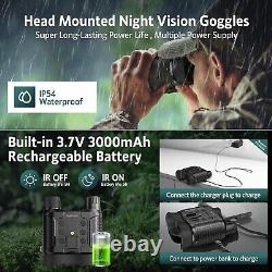 ArzzuNiu Head-Mounted Night Vision Binoculars Goggles 1080P, 8X Digital Zoom