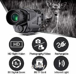 BNISE 8x40 Infrared Night Vision Monocular HD Digital Camera with Video Playback