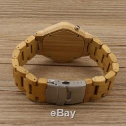 BOBO BIRD LED Bamboo Wood Digital Men's Watch Night Vision