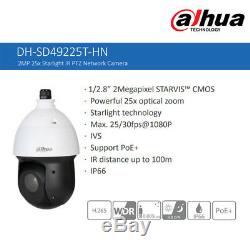 Dahua 2MP Starlight 25X PTZ IP Dome Camera IR H. 265 POE P2P IP66 DH-SD49225T-HN