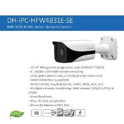 Dahua 4K UHD 8MP Bullet IP Security Camera H. 265 POE IR IP67 IPC-HFW4831E-SE 4mm