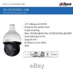 Dahua DH-SD59430U-HNI 4MP 30X PTZ IP Speed Dome Camera Tracking H265 IR IP66 POE