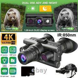 Day & Night Vision Binoculars 4K HD Helmet Mounted IR Infrared Goggles 8X Zoom