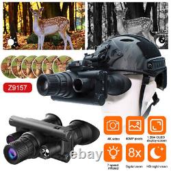 Day & Night Vision Binoculars 4K HD Helmet Mounted IR Infrared Goggles 8X Zoom
