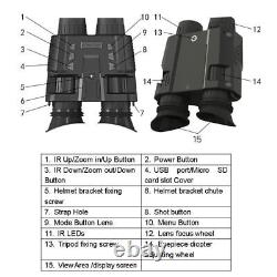 Digital 3D Stereo Binoculars Goggles 1080P Head Mount Infrared Night Vision