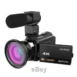 Digital Camcorder 4K 1080P 48MP WiFi Camera 0.39X Angle Macro Lens Microphone